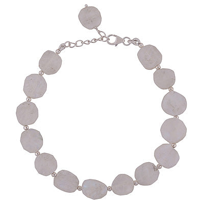 Alluring Rough Rocks Gemstone Rainbow Moonstone Natural shaped 925 Sterling Solid Silver Bracelet - R2400519-3