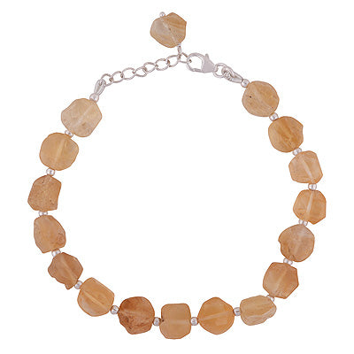 Alluring Rough Rocks Gemstone Citrine Natural shaped 925 Sterling Solid Silver Bracelet - R2400519-6