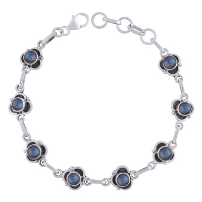 Beautiful Handcrafted Work Around Labradorite Round Shape 925 Sterling Solid Silver Bracelet - R2400521-5