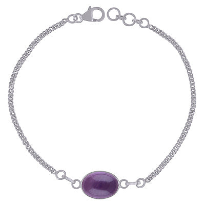 Alluring Beautiful Amethyst Oval Shape 925 Sterling Solid Silver Bracelet - R2400523-1