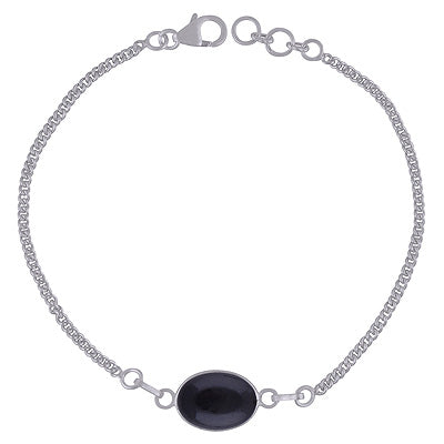 Alluring Beautiful Black Onyx Oval Shape 925 Sterling Solid Silver Bracelet - R2400523-10