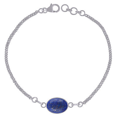 Alluring Beautiful Lapis Oval Shape 925 Sterling Solid Silver Bracelet - R2400523-5