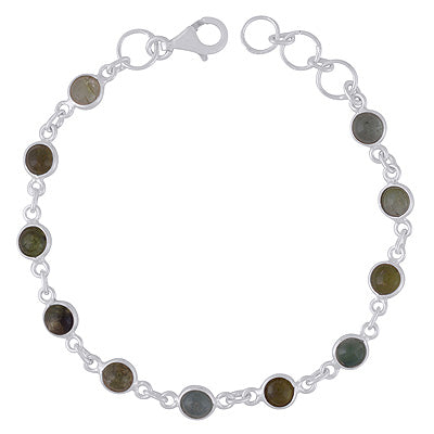 Beautiful Multiple Gemstone Seated Bezel Tourmaline Round Shape 925 Sterling Solid Silver Bracelet - R2400525-6
