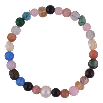 Alluring Gemstone Beads Citrine,Pearl,Turquoise,Rose Quartz,Rhodochrosite,Onyx,Tiger's Eye Stone Bracelets - R2400530-2