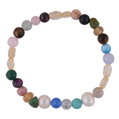 Alluring Gemstone Beads Citrine,Pearl,Turquoise,Rose Quartz,Rhodochrosite,Onyx Stone Bracelets - R2400530-3