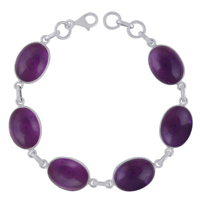 Stunning Multiple Shaped Gemstone Amethyst Oval Shape 925 Sterling Solid Silver Bracelet - R2400535-1