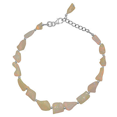 Alluring Rough Rocks Gemstone Ethiopian Opal Natural Shaped 925 Sterling Solid Silver Bracelet - R2400538-3