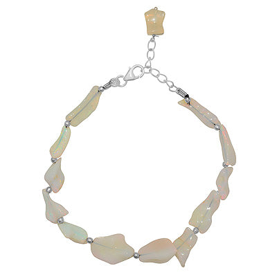 Alluring Rough Rocks Gemstone Ethiopian Opal Natural Shaped 925 Sterling Solid Silver Bracelet - R2400538-4
