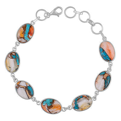 Stunning Handmade Bezel Oyster Copper Turquoise Oval Shape 925 Sterling Solid Silver Bracelet - R2400540-2