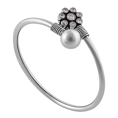 Alluring Multicoloured Gemstones Around White Cubic Zirconia Round Shape 925 Sterling Solid Silver Bangles - R2700147-10