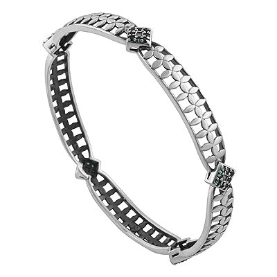 Gorgeous Gemstone Studded Around Green Corundum Round Shape 925 Sterling Solid Silver Bangles - R2700151-5