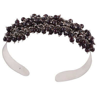 Beautiful Hanging Bead Work on Garnet Round Shape 925 Sterling Solid Silver Bangle - R2800036-11