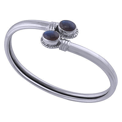 Stunning Handcrafted Work Around Labradorite Oval Shape 925 Sterling Solid Silver Bangle - R2800121-8