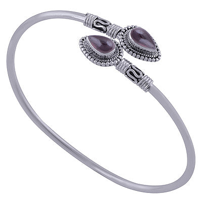 Alluring Handcrafted Work Around Garnet Pear Shape 925 Sterling Solid Silver Bangles - R2800141-5