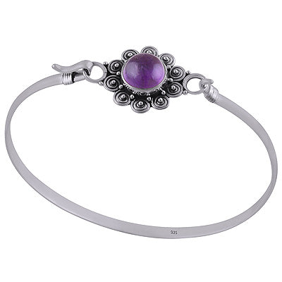 925 Sterling Silver Amethyst Bangle - R2800149-1