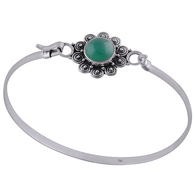 925 Sterling Silver Green Onyx Bangle - R2800149-7