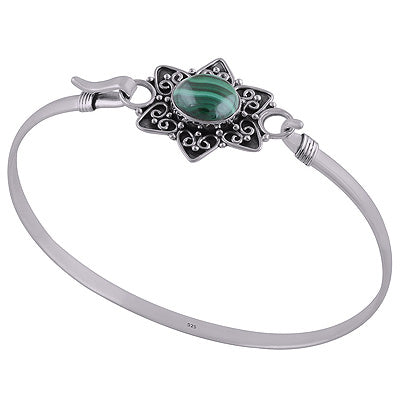 925 Sterling Silver Malachite Bangle - R2800150-10