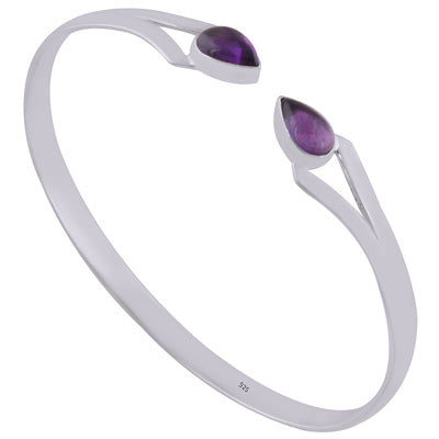 Beautifully Handcrafted Amethyst Pear Shape 925 Sterling Solid Silver Bangle - R2800151-1