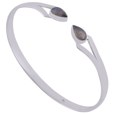 Beautifully Handcrafted Labradorite Pear Shape 925 Sterling Solid Silver Bangle - R2800151-5