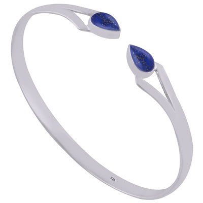 Beautifully Handcrafted Lapis Pear Shape 925 Sterling Solid Silver Bangle - R2800151-6