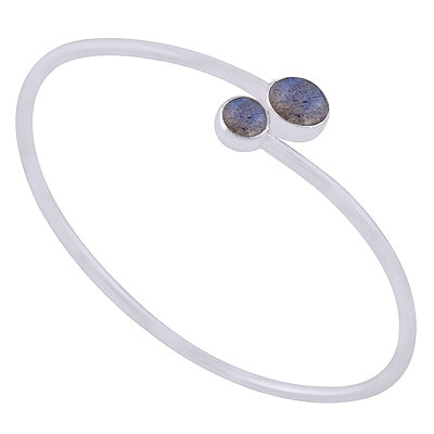 Gorgeous Handcrafted Labradorite Round Shape 925 Sterling Solid Silver Bangles - R2800153-55