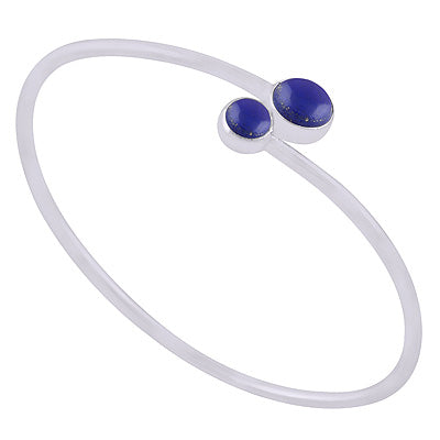 Gorgeous Handcrafted Lapis Round Shape 925 Sterling Solid Silver Bangles - R2800153-56
