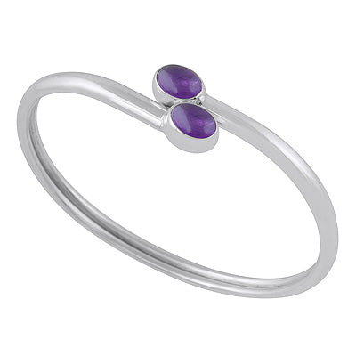 Gorgeous Multiple Gemstone Amethyst Oval Shape 925 Sterling Solid Silver Bangle - R2800157-1