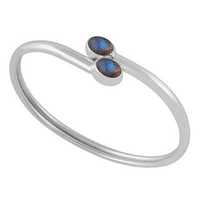 Gorgeous Multiple Gemstone Labradorite Oval Shape 925 Sterling Solid Silver Bangle - R2800157-4