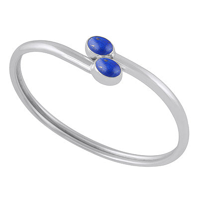 Gorgeous Multiple Gemstone Lapis Oval Shape 925 Sterling Solid Silver Bangle - R2800157-5