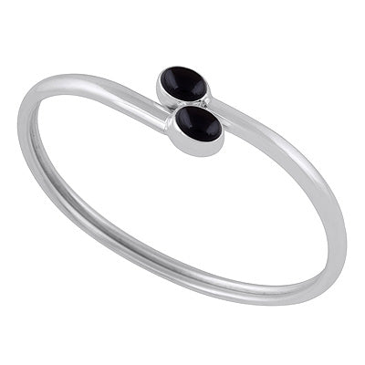 Gorgeous Multiple Gemstone Black Onyx Oval Shape 925 Sterling Solid Silver Bangle - R2800157-7