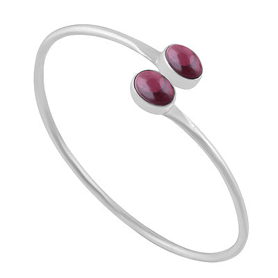 Gorgeous Multiple Gemstone Garnet Oval Shape 925 Sterling Solid Silver Bangle - R2800160-2