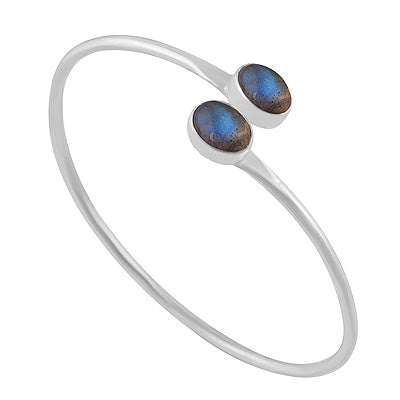 Gorgeous Multiple Gemstone Labradorite Oval Shape 925 Sterling Solid Silver Bangle - R2800160-5