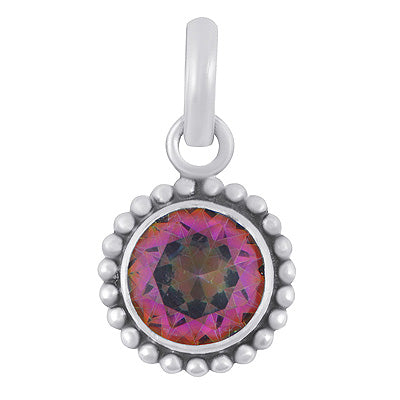 Alluring Oxidised Rawa Work Around Mystic Topaz Round Shape 925 Sterling Solid Silver Pendants - R300508-1