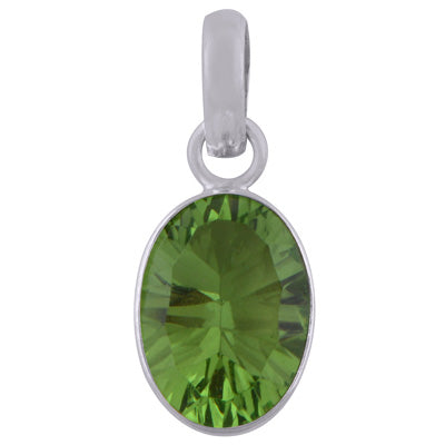 Gorgeous Plain Cubic Zirconia Oval Shape 925 Sterling Solid Silver Pendant - R300603-291