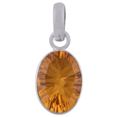Gorgeous Plain Cubic Zirconia Oval Shape 925 Sterling Solid Silver Pendant - R300603-292
