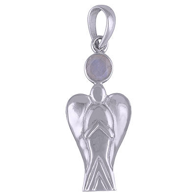 Gorgeous Pendant With Wings Rainbow Moonstone Round Shape 925 Sterling Solid Silver Pendants - R300675-112