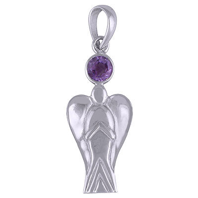 Gorgeous Pendant With Wings Amethyst Round Shape 925 Sterling Solid Silver Pendants - R300675-52