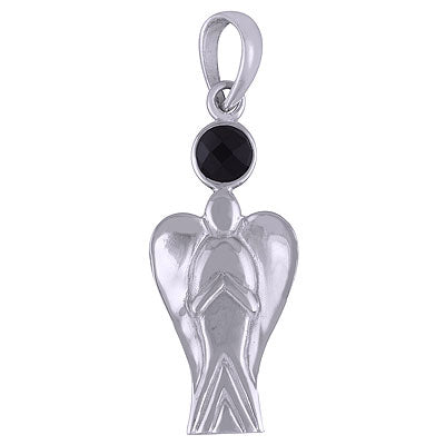 Gorgeous Pendant With Wings Black Onyx Round Shape 925 Sterling Solid Silver Pendants - R300675-96