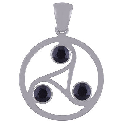 Gorgeous Designed Triangle Centre Black Onyx Round Shape 925 Sterling Solid Silver Pendant - R300703-67