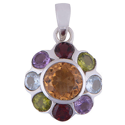Amethyst,Garnet,Blue Topaz,Peridot,Citrine 925 Sterling Silver Pendant - R300707-112