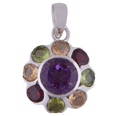 Amethyst,Garnet,Peridot,Citrine 925 Sterling Silver Pendant - R300707-117
