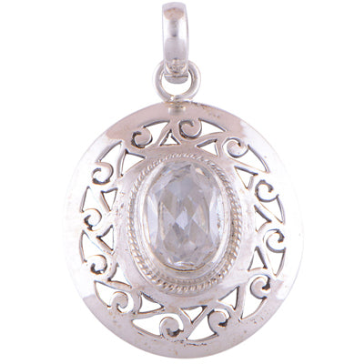 White Cubic Zirconia 925 Sterling Silver Pendant - R300728-23