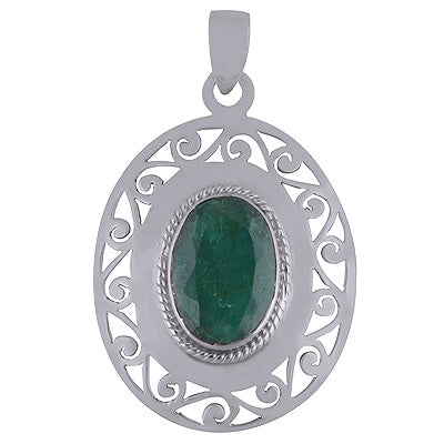 Green Corundum 925 Sterling Silver Pendant - R300728-30