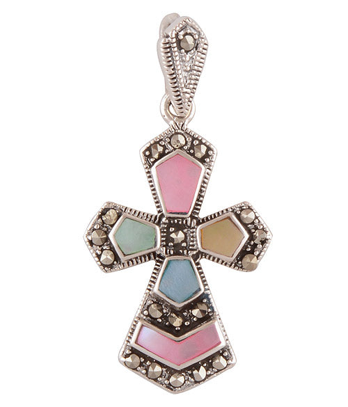 Shell, Marcasite 925 Sterling Silver Pendant - R300836-15