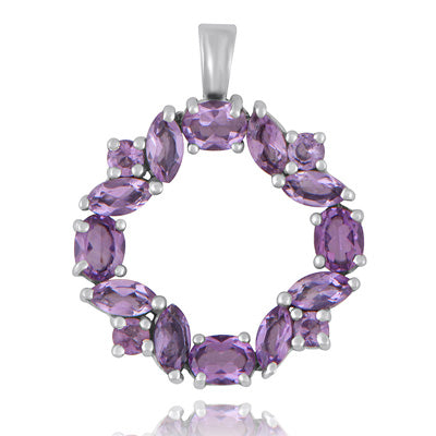 Beautiful Handcrafted Around Amethyst Marquise,Round,Oval Shape 925 Sterling Solid Silver Pendant - R300853-1