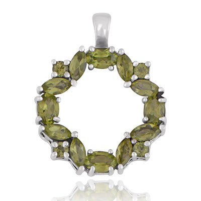 Beautiful Handcrafted Around Peridot Marquise,Round,Oval Shape 925 Sterling Solid Silver Pendant - R300853-94