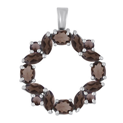 Beautiful Handcrafted Around Smoky Topaz Marquise,Round,Oval Shape 925 Sterling Solid Silver Pendant - R300853-99