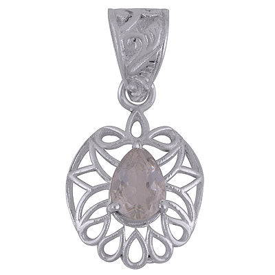 Gorgeous Pattern Around Green Amethyst Pear Shape 925 Sterling Solid Silver Pendant - R300868-17