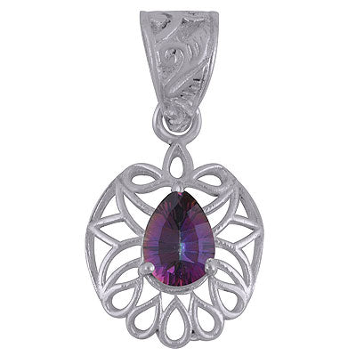 Gorgeous Pattern Around Mystic Topaz Pear Shape 925 Sterling Solid Silver Pendant - R300868-21