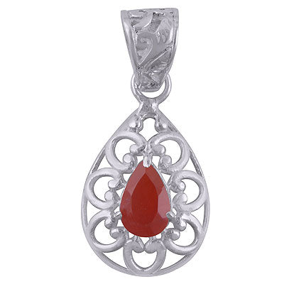 Beautiful Pattern Around Carnelian Pear Shape 925 Sterling Solid Silver Pendant - R300869-21